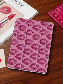 1件裝玫瑰紅唇印花彩繪平板保護殼，相容 iPad Mini4/Mini5/Mini6/Mini7/Air/Air2/9.7/10.2/10.5/Air4/Air5/10.9/Pro 11 吋/10代/Air 11-In.(M2)-2024/Pro11-In.(M4)-2024/Air 11-Inch (M3) 2025/(A16) 11 吋 11代 2025/Air 8(M4)2026(11-Inch) Galaxy Tab A8 10.5 吋 2022 機型，不含筆，內建筆槽，三折支架，TPU 軟邊防護，防摔耐磨，磁吸休眠/喚醒，個性化翻蓋平板保護殼 - 彩色 - 查看 3