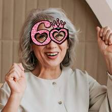 8pcs Happy Birthday Glasses Decoration, Suitable For Girls And Women, Pink And Black Birthday Paper Glasses Party Supplies, 30th 40th 50th 60th Birthday Glasses Decoration - Pink and Black - View 2