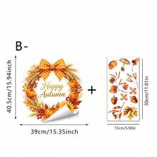 1件裝秋季楓葉花環靜電窗貼,可移除雙面可見,適用於豐收感恩節居家派對客廳廚房玻璃裝飾或秋季擺飾 - 秋季花圈窗貼 - 查看 15