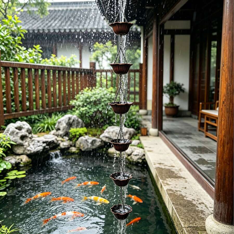 Metal Lotus Rain Chain, Decorative Rain Chain For Garden, Yard, Patio, Eaves - Lotus Cup Rain Chain - View 1