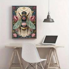 1 pièce | Peinture de diamant DIY 5D | Kit de peinture de diamant motif abeille et floral, ensemble d'artisanat de mosaïque à perçage complet rond, peinture de diamant haute définition, se concentrer et se détendre grâce au DIY, convient pour la décoration murale du salon, de la chambre, du bureau, cadeau de décoration de maison surprise pour les fêtes pour la famille et les amis, sans cadre - Pas de cadre - Voir 3