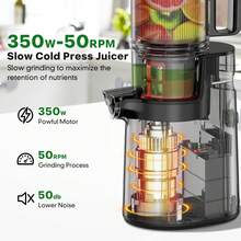 5.4-Inch Wide-Mouth Juicer, Blender, Countertop Juicer, Cold Press Juicer, Suitable For Whole Fruits And Vegetables, 350W Professional-Grade Slow-Grinding Juicer, Quiet Operation, Easy To Clean - US A Type Plug(110-127V) - View 4