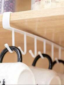 Cabinet 6-Hook Storage Racks, No Drill Wardrobe Hanging Organizer, No Damage Clip-On Hooks For Kitchen Cupboard & Bathroom - Multicolor - View 5