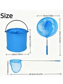 Summer Outdoor Exploration Fishing Net Set With Foldable Portable Bucket And Telescopic Fishing Net, Mini Foldable PVC Water Bucket In Random Color, Lightweight And Easy To Store, Suitable For Beach Exploration, Outdoor Observation, Camping, Travel, Garden Activities - Multicolor - View 6