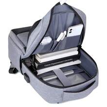 1 pièce Sac à dos d'affaires unisexe à la mode avec port USB et grand espace de rangement pour le travail, les voyages et l'école - Bleu azur - Voir 5