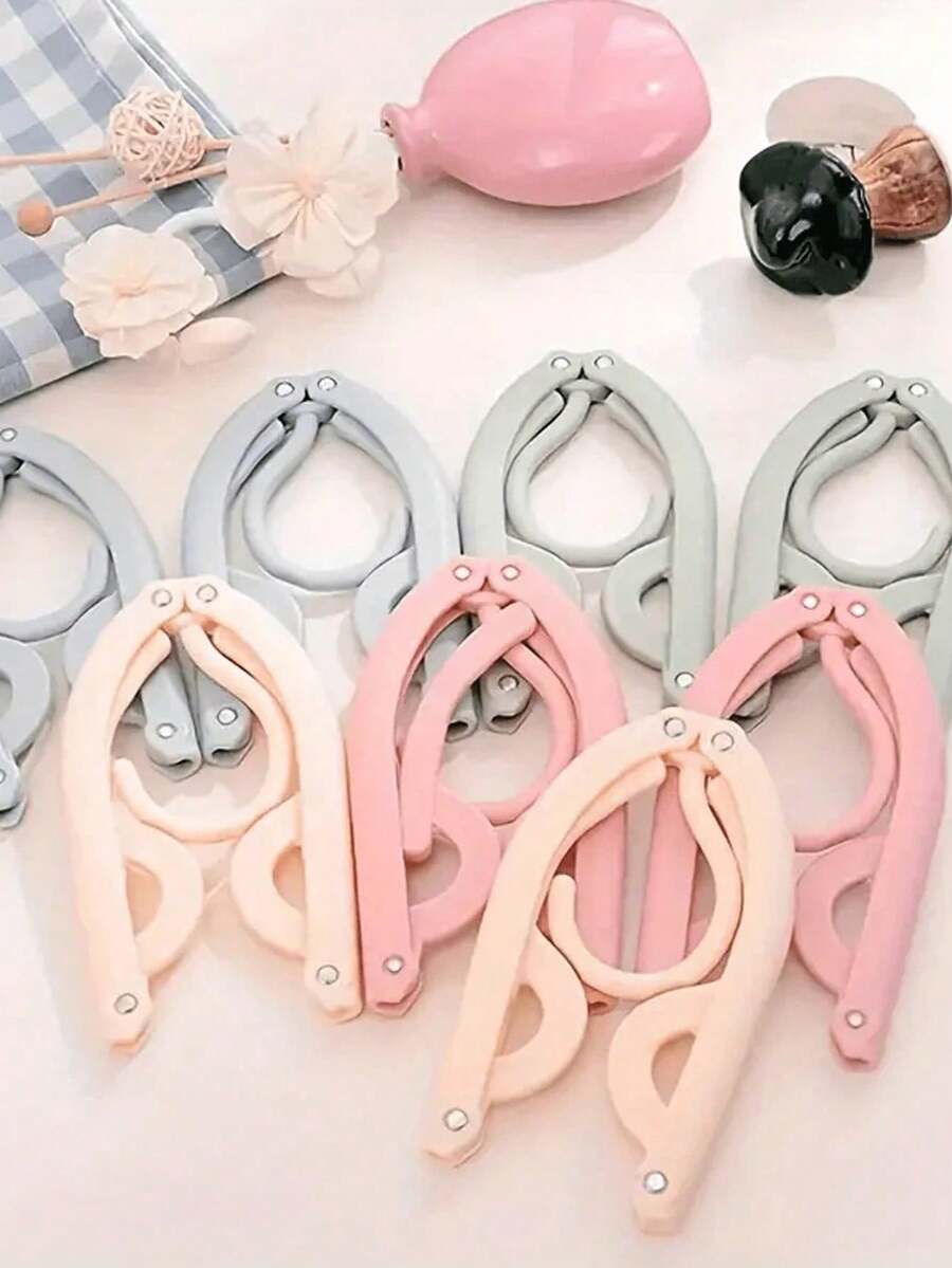 12pcs Portable Foldable Travel Hangers, Space-Saving Non-Slip Bra Drying Rack, Plastic Multicolor, Suitable For Luggage, Wardrobe Storage, Lightweight, Essential Accessory For Cruise, Vacation, Back To School