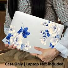 1件裝 藍白花卉 UV 印花筆電保護套，極簡輕量耐用保護殼，適用於 MacBook Air Pro 13.3 13.6 14.2 15.3 16.2 吋，適用於 13 吋 Neo 筆電保護殼 A3404 機型 - 查看 2