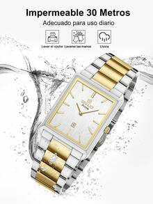 REWARD Men's Quartz Watch, Business Fashion Style, Calendar Function, Luminous Hands, Multi-Function, High-Quality Gift, Classic Design, Stainless Steel Band - Silver and Gold - View 7