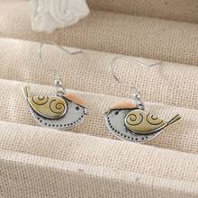 Exquisite Vintage Bohemian Sparrow Bird Hook Drop Earrings, Cute Animal Theme Retro Earrings, Suitable For Daily Wear And Parties, Perfect Gift For Women On Birthdays And Valentine's Day - Silver - View 5