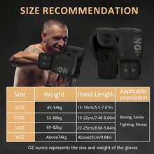 Guantes de Boxeo FIVING Negro Puro Cool, Protección de Mano de PU con Absorción de Impactos, Opciones de 4/6/10/12/14oz, Adecuados para Niños, Adolescentes, Hombres y Mujeres Adultos, Perfectos para Gimnasio, Entrenamiento en Casa, Muay Thai, MMA, Kickboxing y Sparring - Negro - Ver 6