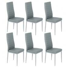 Dining Table And Chairs Set 6, Extendable Table With 6 Faux Leather Chairs For Dining Room, Kitchen, 6 Seater Room Set - Meja Marmer Putih + 6 Kursi PU Abu-abu - View 11