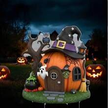 2D Flat, 1pc Spooky Pumpkin House Garden Stake - Indoor Halloween Decoration With Eyes And Witch Hat, Bat And Pebble Path Design - Easy To Install For Planters, Gardens, Yards, Thanksgiving And Year-Round Decor - Suitable As Yard Gift - Cute Spooky Design For Halloween Parties, Garden Decor, Garden Decoration - A - View 4