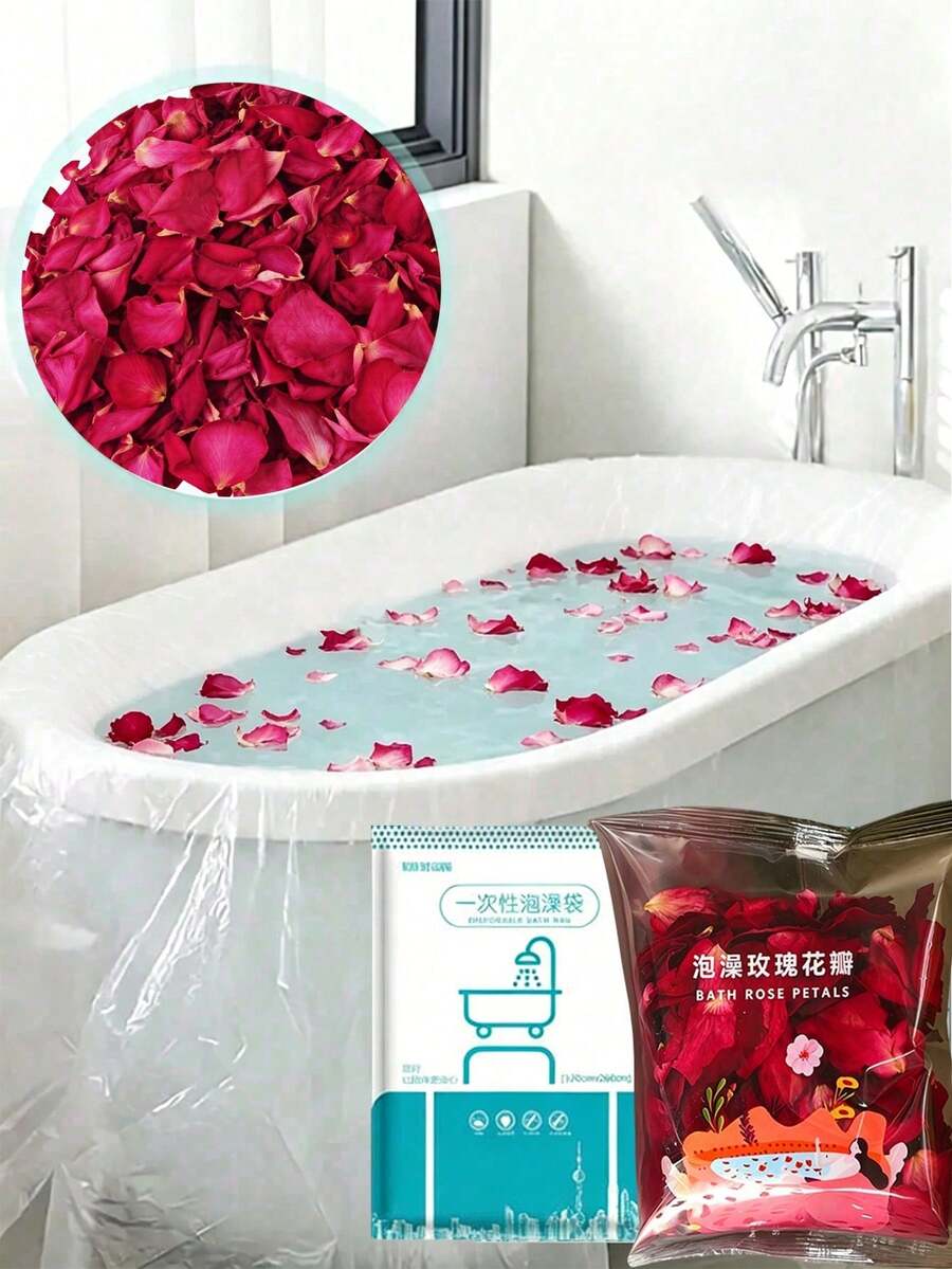Disposable Bathtub Liner, Portable Thickened Extra Large Size Bathtub Liner Plastic Bag, Individually Packaged, Disposable Bath Bag, Bathtub Cover, Suitable For Hotels, Salons, SPAs, Homes And Travel Hotel Bathtubs, Shower Plastic Film Bathtubs, Travel Accessories - A - View 1