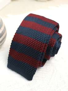 1pc Knitted Striped Handmade Tie, Suitable For Casual, Street, Business, Party, Gift, Daily, Wedding - Multicolor - View 8