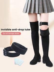 1 Set Anti-Slip Anti-Drop Boot Lace Buckle Women's Invisible Fixed Hook And Loop Shoe Accessories Suitable For Over-The-Knee Boots, Tall Boots, Long Boots, Etc. - Black - View 1