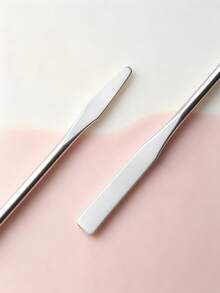 3 buah/1 buah Spatula Pengaduk Dua Ujung Stainless Steel, Alat Pengaduk Alas Bedak, Aksesori Rias Wajah Penting, Portabel dan Praktis, Perlengkapan Perjalanan, Wajib Dimiliki, Kecantikan Terjangkau, Kebutuhan Liburan, Hadiah untuk Wanita - Perak - View 6