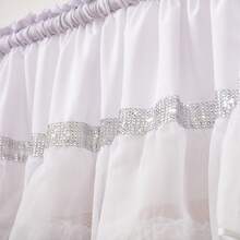 FLYINGCURTAINS 2PCS Rod Pocket Outdoor White Ruffle Sheer Curtains, Rhinestone Trim Light Filter Drapes, For Terrace, Courtyard, Pergola, Lovely Housewarming Gift - Multicolor - View 3