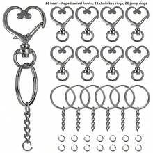 30/60/90pcs Heart-Shaped Keychain Swivel Clasp Hook Set, Split Key Ring Chain And Jump Ring Bulk Keychain Lanyard, DIY Keychain Making Kit, DIY Keychain Wallet Bag Pendant Accessories Craft Supplies - Heart-shaped Clasp Chain Small Loop - View 13