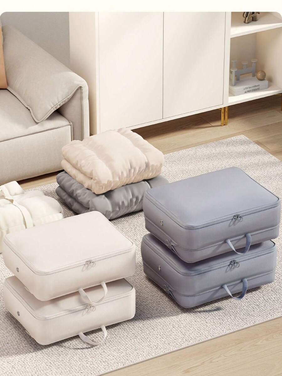 Foldable Clothes Storage Bag With Handle, Dust-Proof Wardrobe Organizer, Compression Container For Seasonal Clothing,Bedroom Room Decor,Back To School