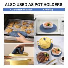 3pcs Honeycomb Texture Silicone Heat Resistant Mat Set, Non-Slip Thickened Kitchen Countertop Protection Insulation Pad, Silicone Mat Block High Temperature Resistant Prevent Countertop Burn And Scratch, Suitable For Hot Pots, Can Opening, Daily Drink Coasters Multi-Scene Accessories - Dusty Blue - View 3