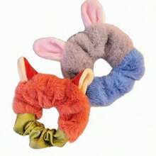 1pc/2pcs Plush Cartoon Fox/Rabbit Hair Scrunchies, Cute Plush Ponytail Hair Ties - Multicolor - View 10