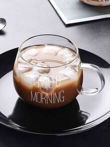 1 buah Mug Susu Kaca Tahan Panas 450ml 15,21oz (Dengan Pegangan), Gelas Air, Gelas Sarapan, Gelas Kopi - transparan - View 6