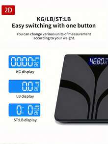 1pc Fashion Black Bathroom Scale With Easy-To-Read LCD Display, Modern Elegant Design, AAA Battery Powered (Batteries Not Included) - A - View 6