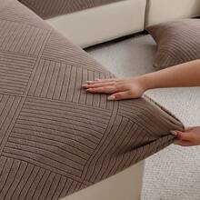1pc Soft Solid Color Full Coverage Sofa Cover, Hand Washable And Machine Washable, Premium Full Cover Anti-Cat Scratch Sofa Protector, Suitable For All Seasons - Brown - View 7
