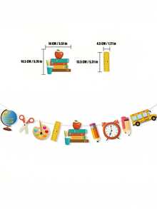 Back To School Party Garland, Stationery/School Bus/Globe/Palette/Pencil/Ruler/Alarm Clock Pattern, Back To School Decoration, Suitable For Back To School Party Decoration, Back To School Gift, Classroom Decoration - One Size Fits All - View 10