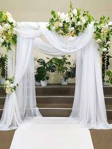 Arch-Shaped Draped Fabric, 1/2pcs, Sheer Backdrop Curtain, Suitable For Party, Ceiling Decor, Wedding Arch, Wedding Banquet, Christmas And More Occasions - A - View 5