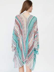 Kimono Pelindung Matahari untuk Penutup Bikini Pantai dengan Motif Geometris - MultiWarna - View 4