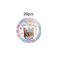 10/20/50 Stück süße Katzen-Miau-Muster Einweg-Pappteller, rosa & blaues Kätzchen-Party-Thema, Macaron-gestreifte süße Kätzchen-Party-Hut-Pfoten-Muster-Herz-Muster-Teller, geeignet für Geburtstag, Katzenliebhaber-Treffen, Babyparty, Gartenparty - Katze - Übersicht 11