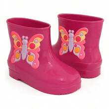 Galocha Infantil Menina Cano Médio Borboleta Chuva Leve - Pink - Visão 4