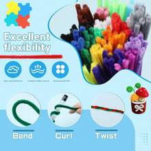 198 Pcs Chenille Stems,Pipe Cleaners Craft - Essential DIY Craft Supplies For Creative Projects & Handmade Decorations - Multicolor - View 11