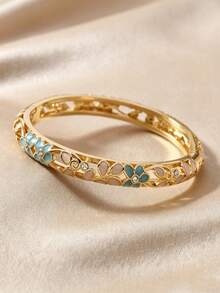 1pc Enamel Craft Colorful Auspicious Cloud Spring Bracelet, Vintage Gradient Asymmetrical Hand Ornament For Women, Fashionable And Versatile, Suitable For Couple Dates, Friends Gatherings And Daily Wear - Bracelet - View 3