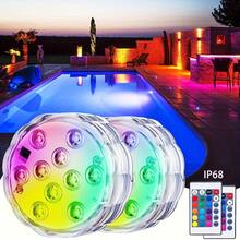 10 LED Pool Lights, Remote Control Color Changing Pool Atmosphere Lights, Waterproof RGB Ambiance Lighting For Pond, Swimming Pool, Aquarium, Bathtub - Suitable For Wedding, Fountain, Holiday Party - 多色 - 查看 1