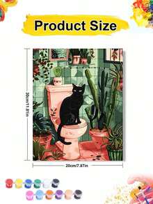 Black Cat And Succulents In Bathroom DIY Digital Oil Painting, Adult Home Decor Holiday Gift - Sets - View 9