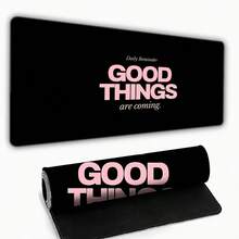 1pc XXL "Good Things Are Coming" Desk Mat-Large Gaming Mouse Pad, 2MM Thick Rubber Base,Non-Slip Bottom,Stitched Edges, Mooth Surface, Office Desk Accessories, University Essentials, Dorm Room Study Mat, Laptop Desk Protector - Multicolor - View 1