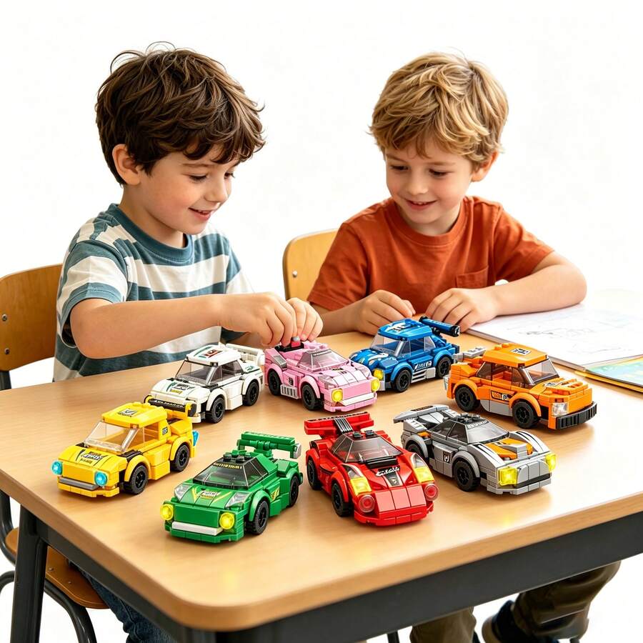 Small Particle Building Blocks Children's Assembly Model Toy, Racing Car Assembly Toy, Educational Toy Suitable For Boys And Girls, Perfect Gift For Birthday, Halloween, Christmas, Thanksgiving, New Year - Multicolor - View 1