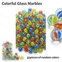 New 1pc/30pcs/60pcs, 1.6cm Colorful Rainbow Beautiful Transparent Glass Beads Marbles - Multicolor - View 2