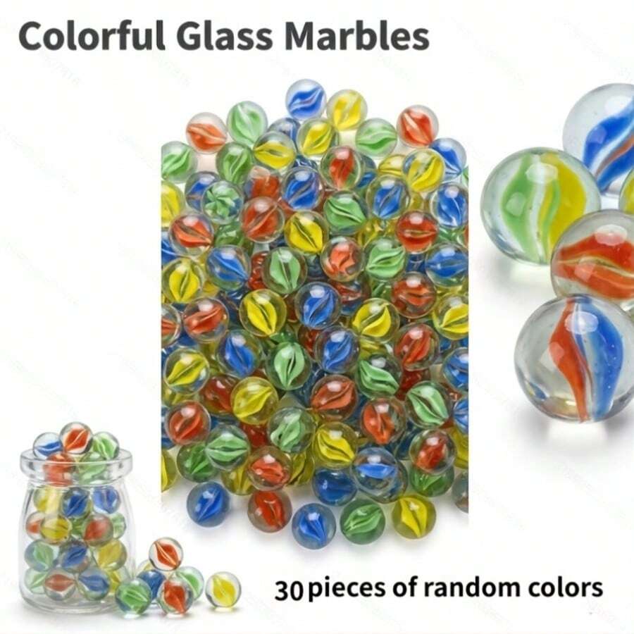 New 1pc/30pcs/60pcs, 1.6cm Colorful Rainbow Beautiful Transparent Glass Beads Marbles