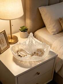1pc Luxury Semi-Transparent White Portrait Jewelry Dish, Bedroom Vanity Decorative Ornament, Jewelry Tray, Desktop Small Item Storage Tray - Multicolor - View 4