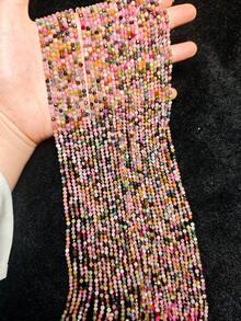 5A2*2MM Square & 3mm Natural Tourmaline Diamond Cut Flash Loose Spacer Beads DIY Jewelry Accessories For Bracelet Necklace - Tourmaline[1strand 15inch] - View 8