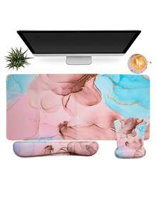 Alas Mouse Game, Alas Meja Besar, Alas Meja Lucu, Set 4-in-1 XXL Alas Mouse + Gelang Keyboard + Gelang Mouse + Tatakan Gelas dengan Alas Meja Ergonomis Cocok untuk Komputer Desktop Kantor Rumah, Tekstur Marmer - View 10