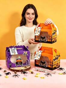 48/36/24/12pcs Halloween Pumpkin & Ghost Handheld Packaging Boxes, Halloween Party Gift Boxes, Candy & Cookie Packaging Boxes, Suitable For "Trick Or Treat" Activities And Holiday Decorations At Halloween Parties - View 3