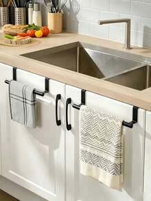 No Drill Single Bar Towel Rack, Cabinet Door Hanging Holder, Kitchen Storage Organizer - Multicolor - View 8