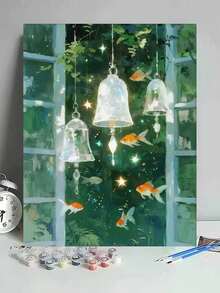 Goldfish Wind Chime DIY Number Painting Canvas Art Handmade Adult Home Decor Wall Art Holiday Gift Personalized Gift Decoration - Sets - View 1