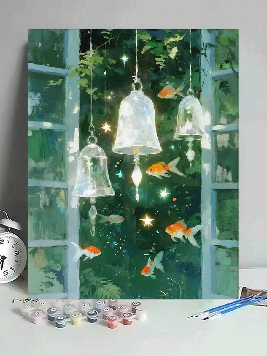 Goldfish Wind Chime DIY Number Painting Canvas Art Handmade Adult Home Decor Wall Art Holiday Gift Personalized Gift Decoration - Sets - View 1