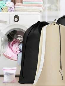 Extra Large Capacity Laundry Bag Set, With Shoulder Strap And Durable Drawstring, Includes Mesh Laundry Bag, Multi-Purpose Rectangular Woven Laundry Bag, Suitable For Home And Travel Storage, Can Be Used As Laundry Bag Or Mother's Day Gift, Can Be Put In Washing Machine. Garment Care Bag, Prevents Clothes Deformation, Zipper Bag. Dormitory, Home Essential. Bathroom Storage - Multicolor - View 1