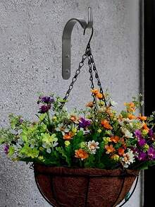 4/8pcs Black Sturdy Arched Multi-Purpose Iron Hooks, Rust-Resistant Plant Hangers, Suitable For Hanging Wind Chimes, Wall-Mounted Plant Racks, Large Outdoor Planters And Stands, Applicable For July 4th Decor, Gardening Tools, Outdoor Furniture, Outdoor Decor - Multicolor - View 3